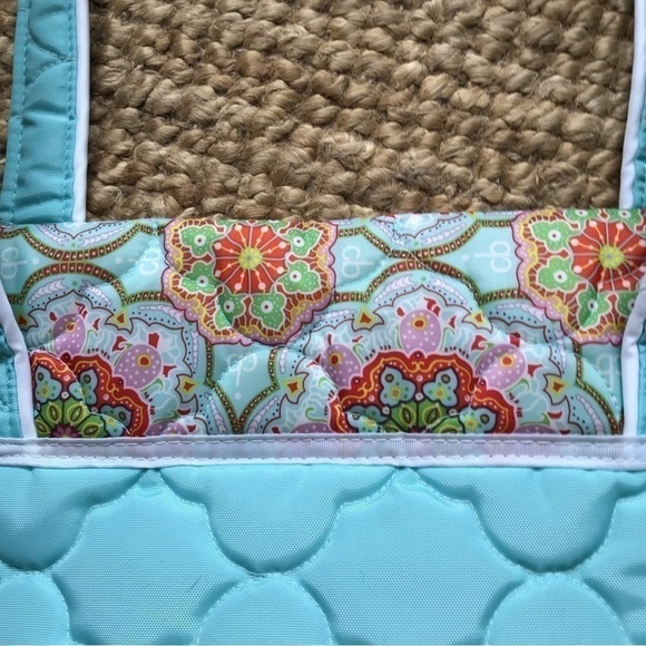 CINDA b turquoise nylon quilted purse/ handbag/ shoulder bag bucket bag. - Picture 3 of 8